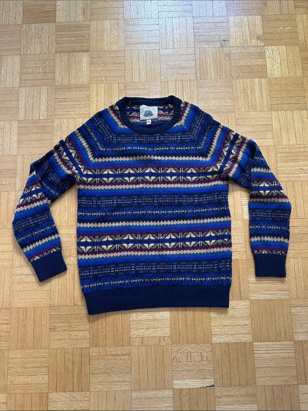 Navy Multicolor Fair Isle Crewneck Sweater